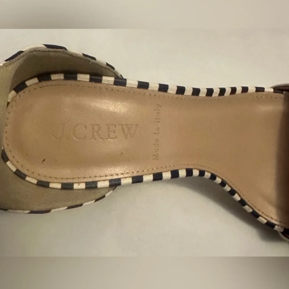J. Crew Navy & White Striped Block Heel Sandals - Picture 8 of 12